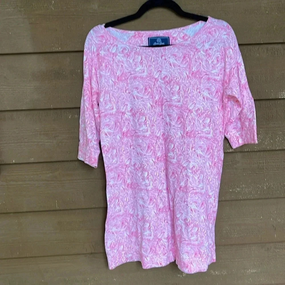Lauren James Your Day Just Got Better pink feathers print size small